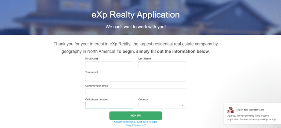 exp realty application